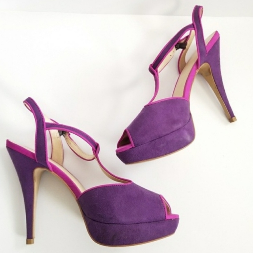 ELLE 9.5 Purple T-strap Platform Heels